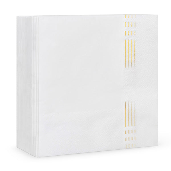 White & Gold Dashed Napkins