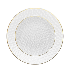 White & Gold Round Hammered Rim Combo Plates