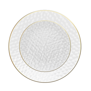 White & Gold Round Hammered Rim Combo Plates