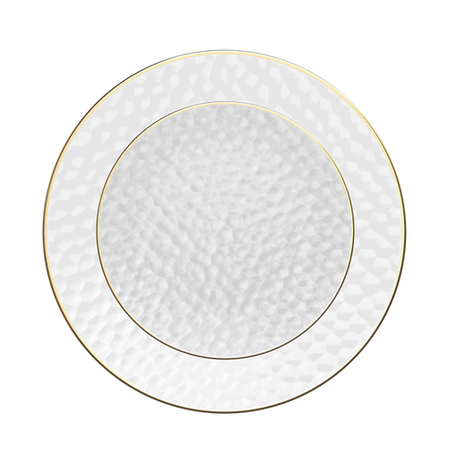 White & Gold Round Hammered Rim Combo Plates