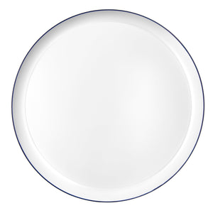 White and Blue Contour 10.5" Dinner Plates