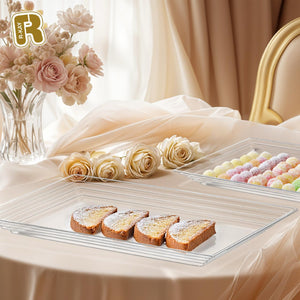 Leveled 16 x 11 Clear Serving Tray, Ultra Heavy Duty Plastic Trays