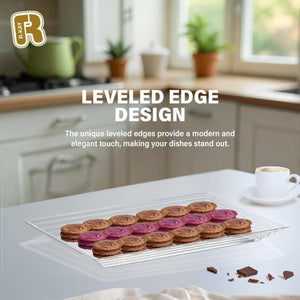 Leveled 16 x 11 Clear Serving Tray, Ultra Heavy Duty Plastic Trays