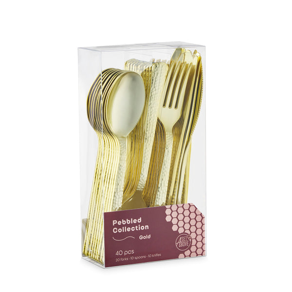 Pebbled Hammered Cutlery Set