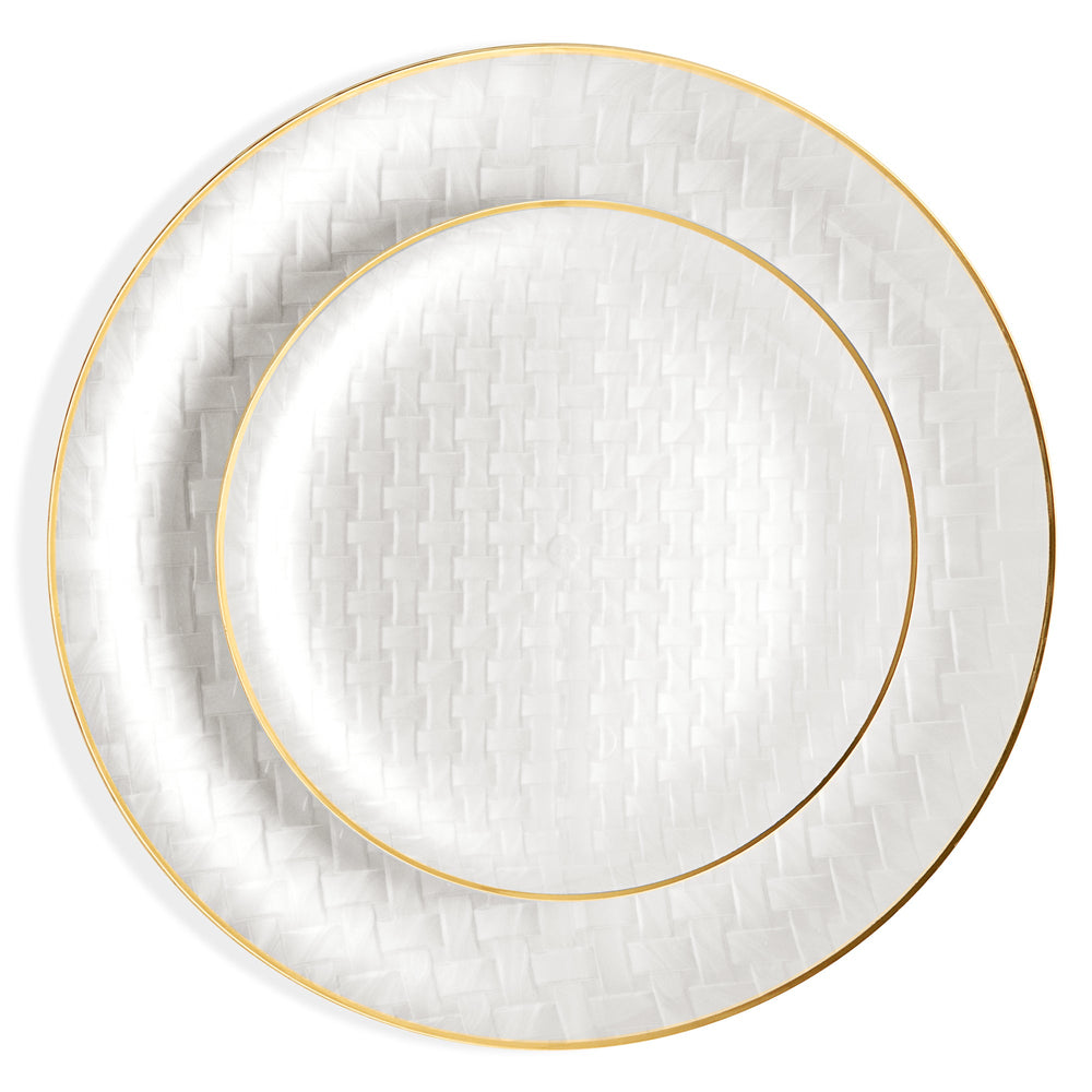 Interlace White with Gold Rim Combo Plates