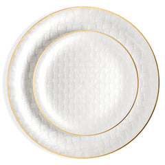 Interlace White with Gold Rim Combo Plates