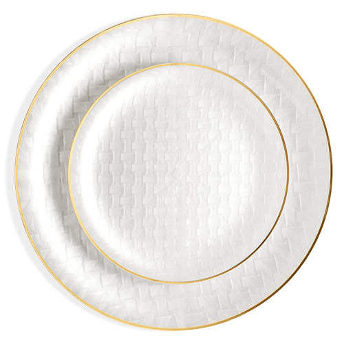 Interlace White with Gold Rim Combo Plates