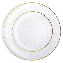 Interlace Clear with Gold Rim Combo Plates