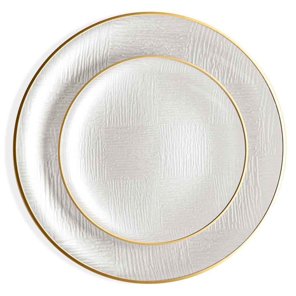 White with Gold Rim Mosaic Combo Plates