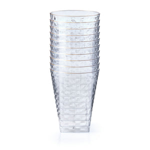 Clear Hammered Square Cups with Gold Rim