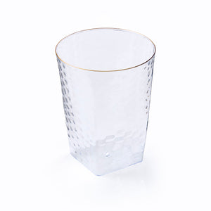 Clear Hammered Square Cups with Gold Rim