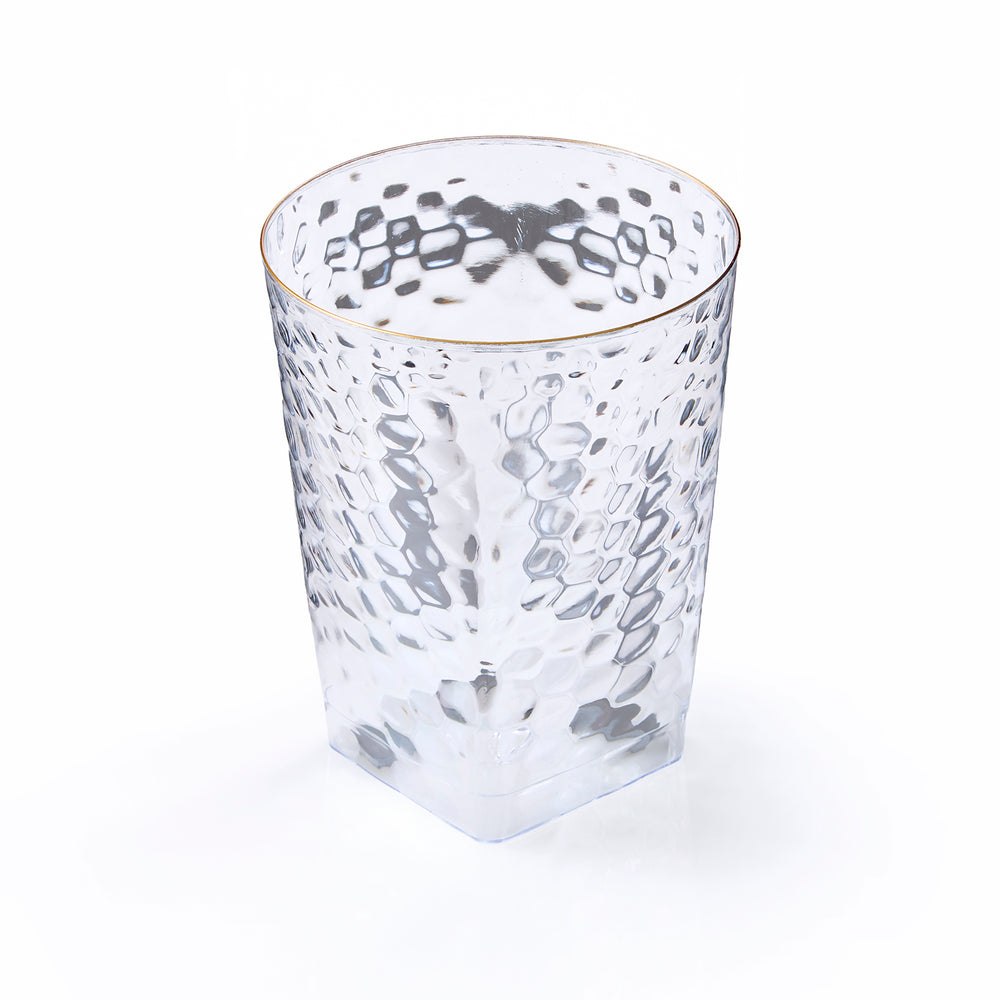 Clear Hammered Square Cups with Gold Rim
