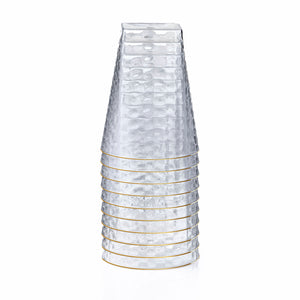 Clear Hammered Square Cups with Gold Rim