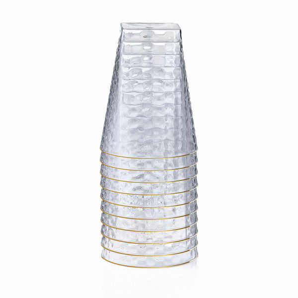 Clear Hammered Square Cups with Gold Rim