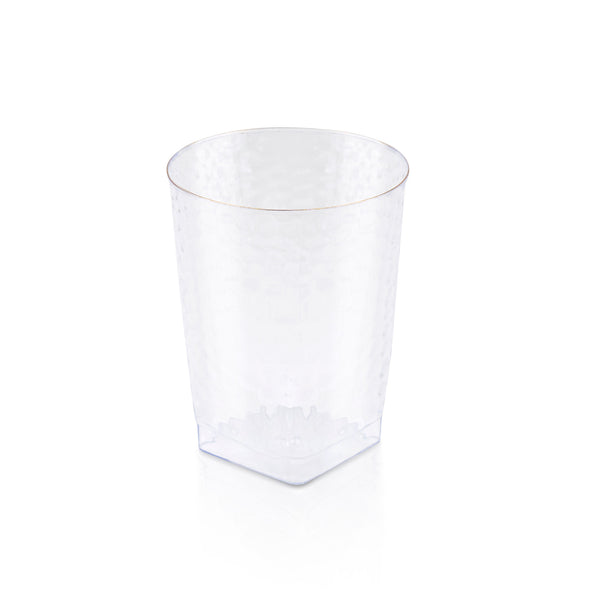 Clear Hammered Square Cups with Gold Rim