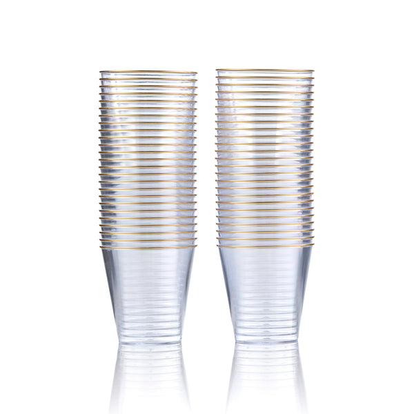 Clear Shot Cups with Gold Rim