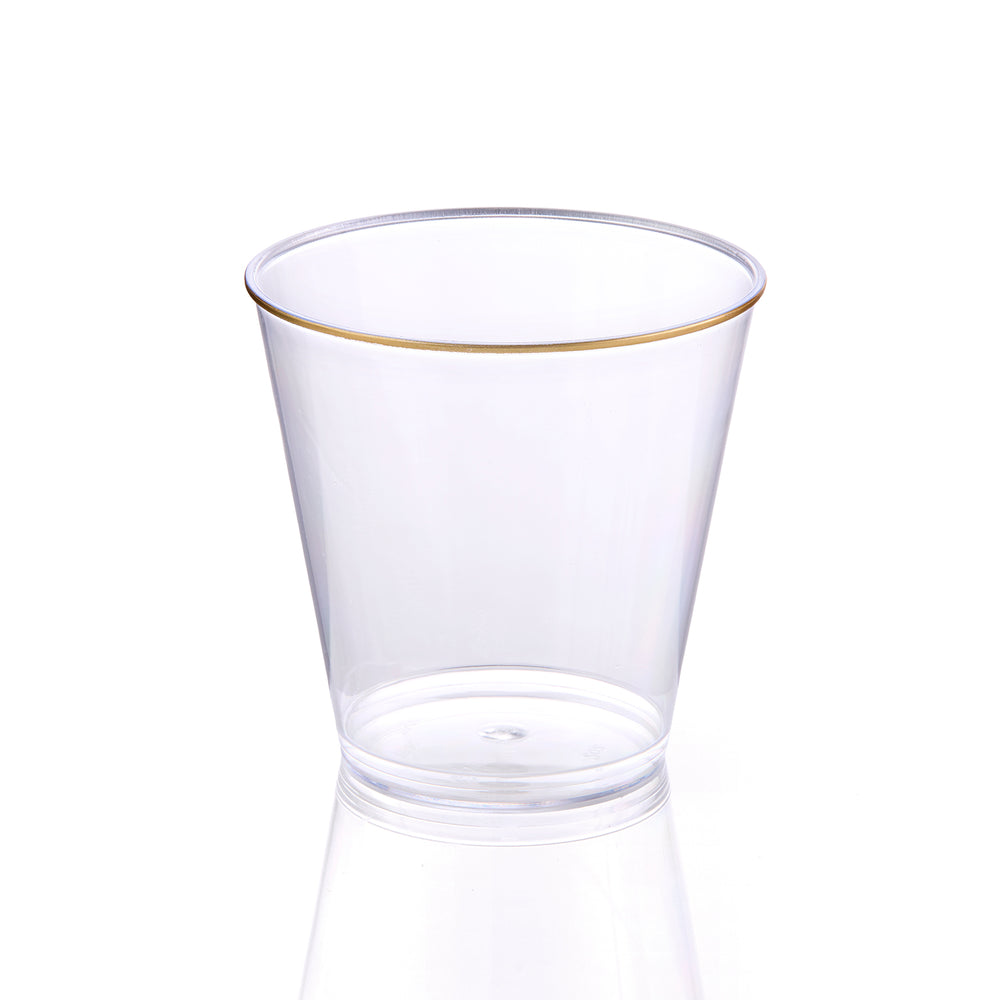 Clear Shot Cups with Gold Rim