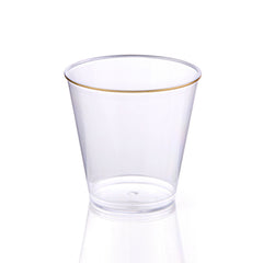 Clear 2 oz. Shot Cups with Gold Rim