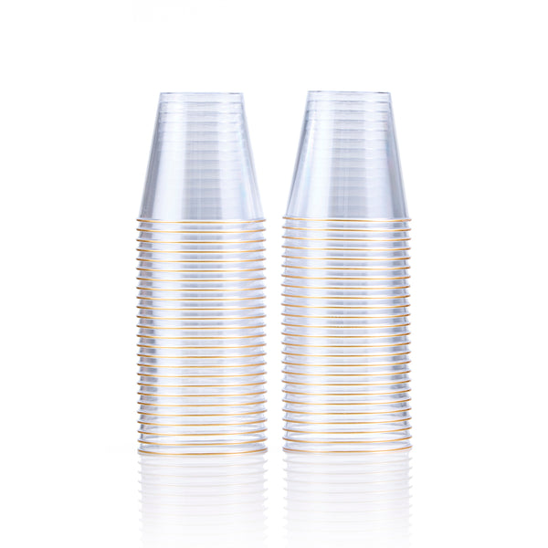 Clear Shot Cups with Gold Rim
