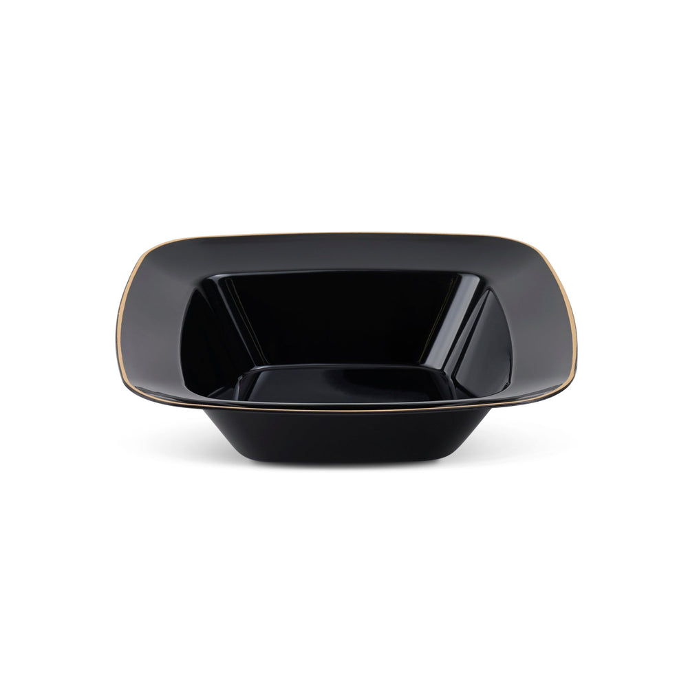 Black with Gold Rim 12 oz. Square Bowl
