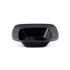 Black with Gold Rim 12 oz. Square Bowl