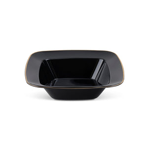 Black with Gold Rim 12 oz. Square Bowl
