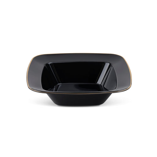Black with Gold Rim 12 oz. Square Bowl