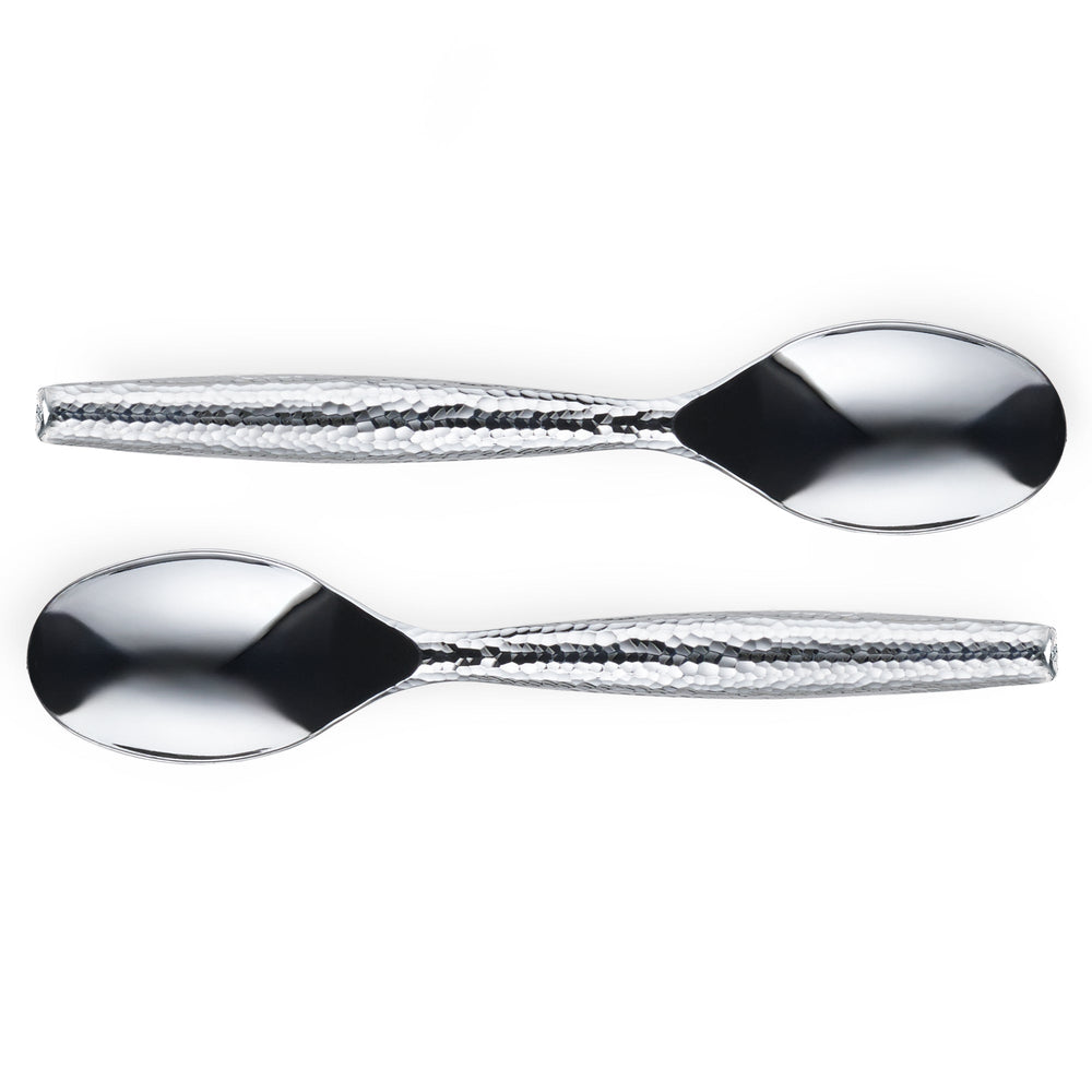 Silver Serving Spoon with Hammered Handle