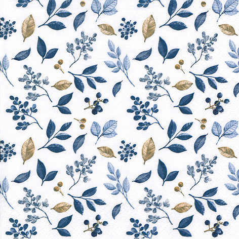 Frosty Leaves Blue Napkins