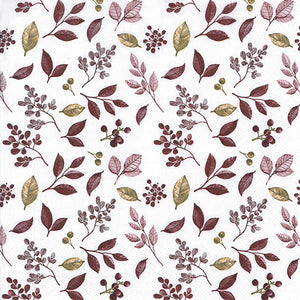 Frosty Leaves Burgundy Napkins