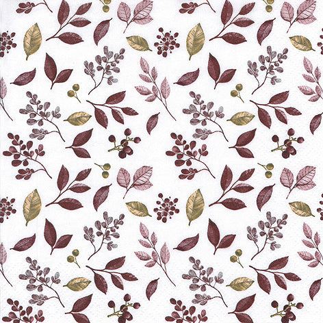 Frosty Leaves Burgundy Napkins