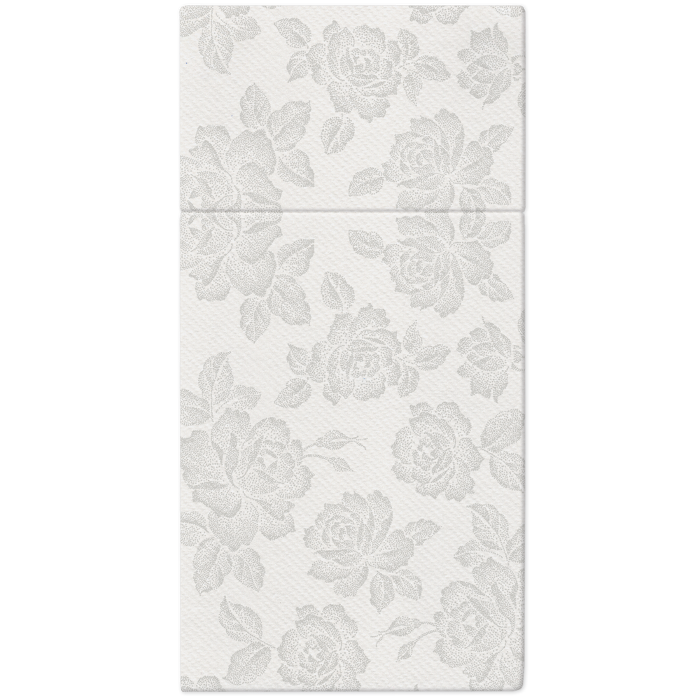 Airlaid Pocket Napkins Subtle Roses Silver