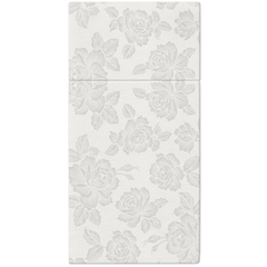 Airlaid Pocket Napkins Subtle Roses Silver