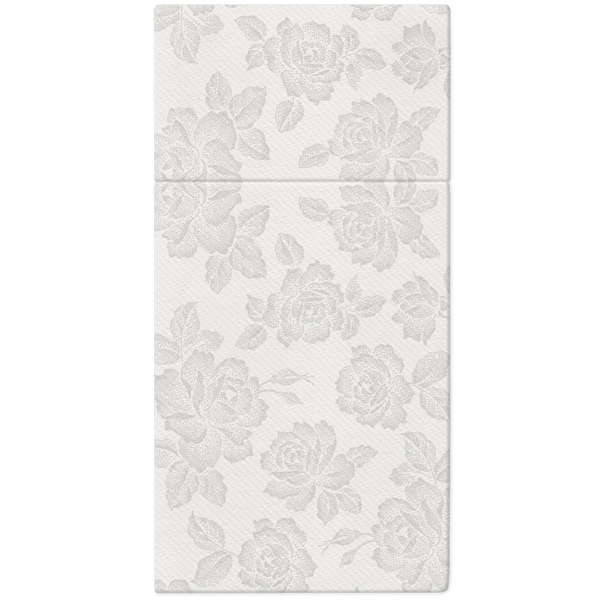 Airlaid Pocket Napkins Subtle Roses Silver