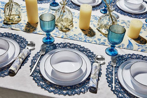 White and Blue Contour Salad Plates (Large)