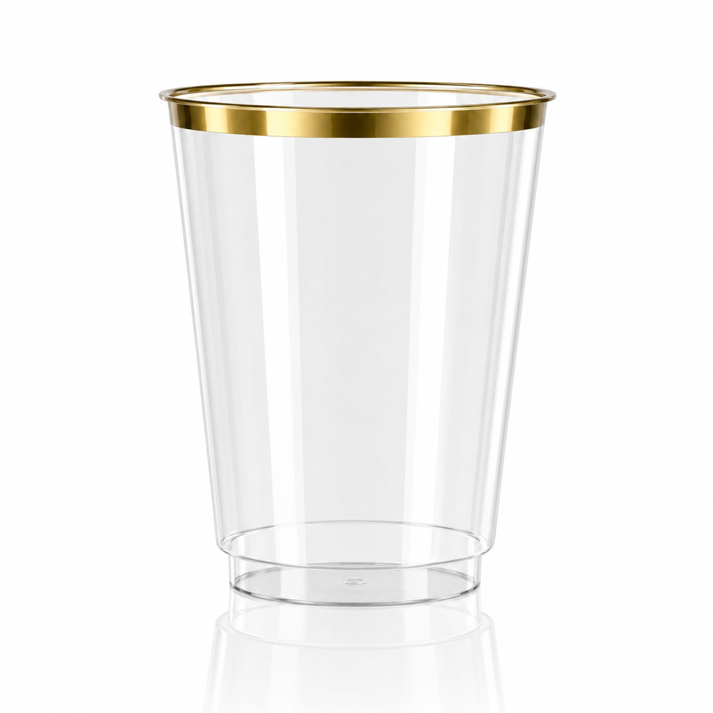 10 Oz Gold Rim Gilded Plastic Cups