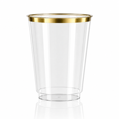 10 Oz Gold Rim Gilded Plastic Cups