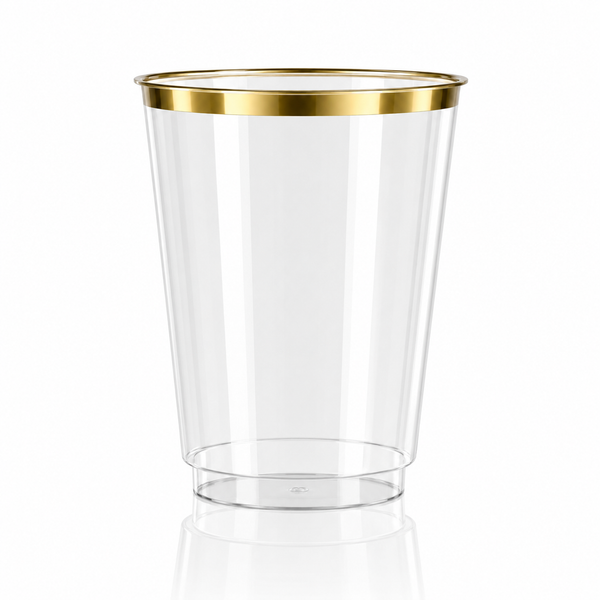 10 Oz Gold Rim Gilded Plastic Cups