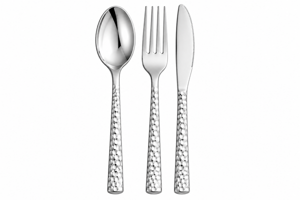 Pebbled Hammered Cutlery Set