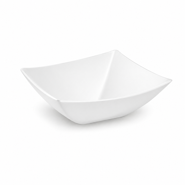 White Beveled Plastic Bowls