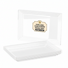 Leveled 16 x 11 Clear Serving Tray, Ultra Heavy Duty Plastic Trays