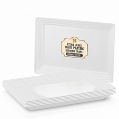 Leveled 16 x 11 White Serving Tray, Ultra Heavy Duty Plastic Trays.