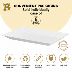Leveled 16 x 11 White Serving Tray, Ultra Heavy Duty Plastic Trays.