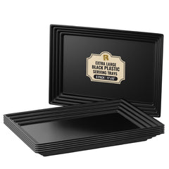 Leveled 16 x 11 Black Serving Tray, Ultra Heavy Duty Plastic Trays.