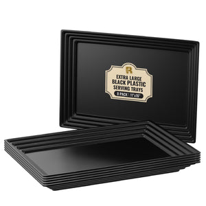 Leveled 16 x 11 Black Serving Tray, Ultra Heavy Duty Plastic Trays.
