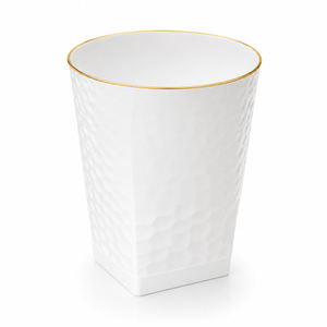 White Hammered Square 12 oz. Cups with Gold Rim